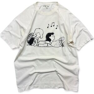 Vintage Peanuts Schroeder and Lucy T Shirt Adult L White 90s 1990s